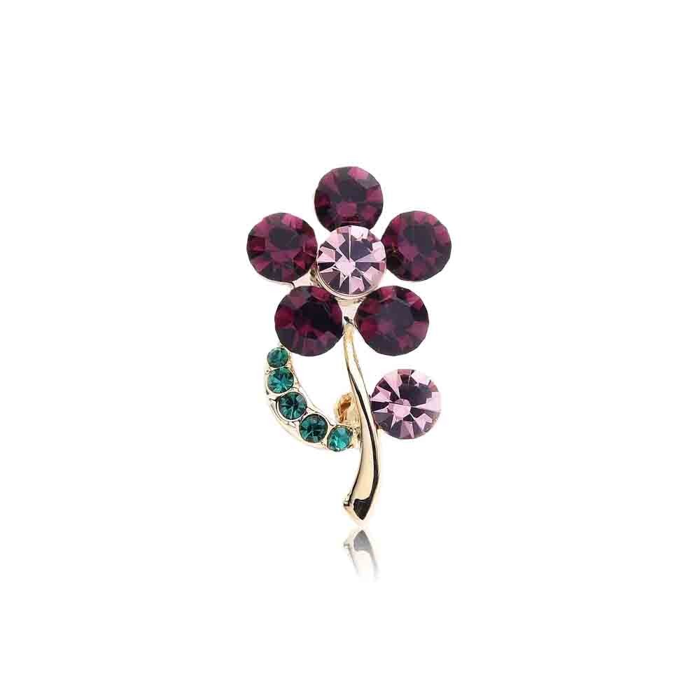 

Брошь женская BROCHE бижутерия с кристаллами Цветок фиолетовая BRSF111089