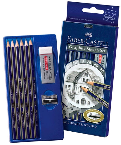 

Набор графитных карандашей 6шт., точилка, ластик Faber-Castell
