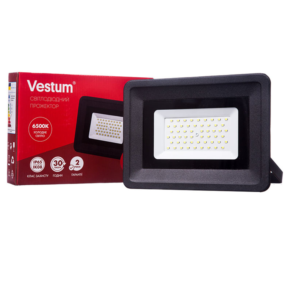 

Прожектор светодиодный Vestum 50W 4300Лм 6500K 185-265V IP65 (149137)