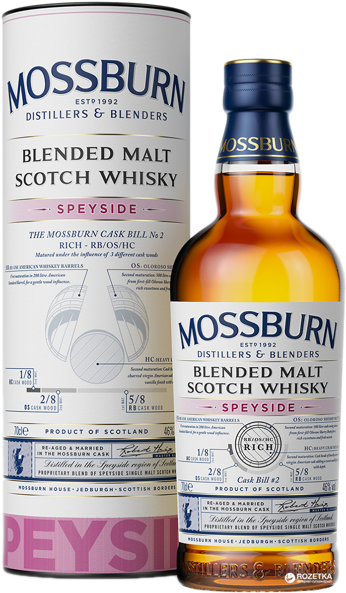 Акція на Виски Mossburn Speyside Blended Malt Scotch Whisky 0.7 л 46% (5060033847107) від Rozetka UA