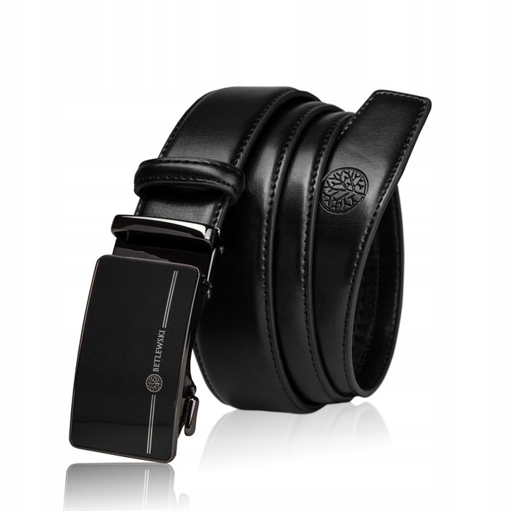 

Ремень кожаный мужской Betlewski с автоматической пряжкой черный (C35-LI cz) 105 см