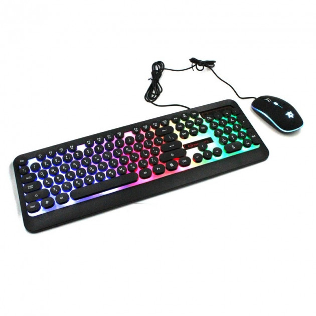 

Комплект проводная игровая клавиатура c LED подсветкой и мышка HK3970 (чёрный)