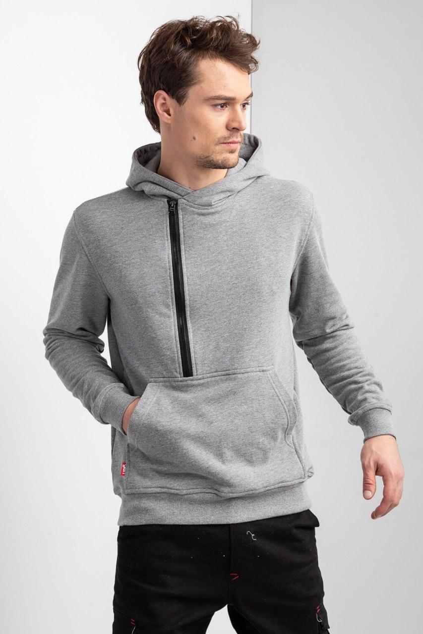 

Толстовка Rise с вишивкой под молнией серый меланж M