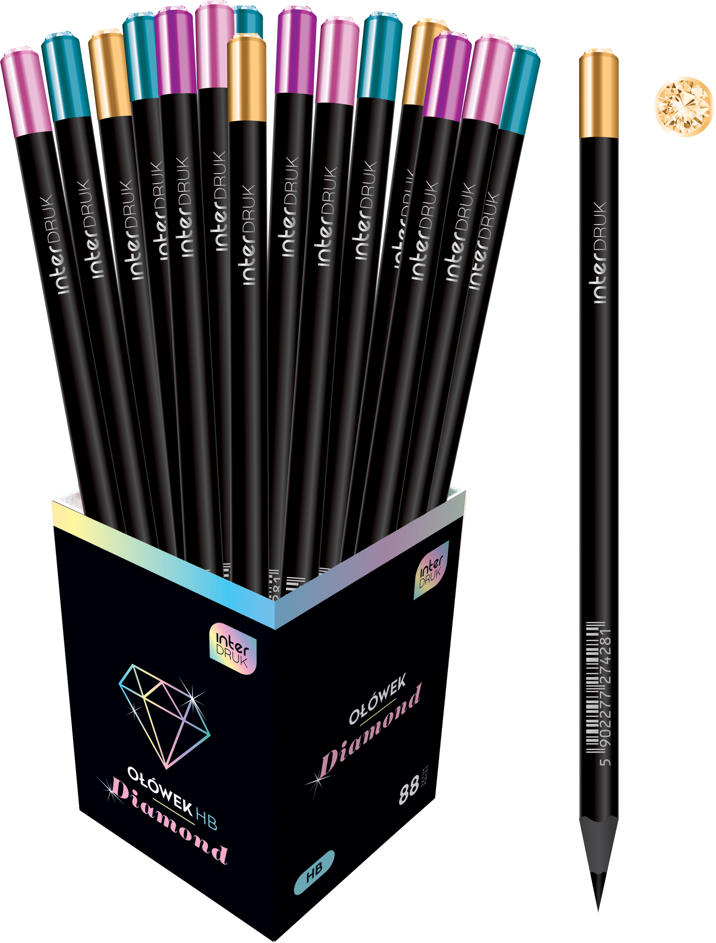 

Набор карандашей чернографитных Interdruk Diamond Pastel HB 88 шт (274281) (5902277274281)