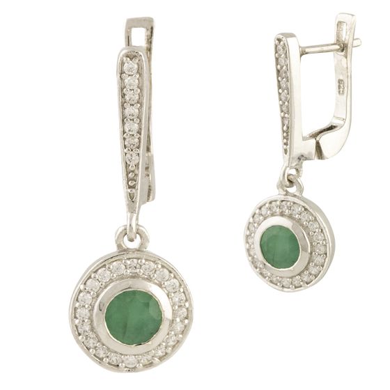 

Серебряные серьги SilverLine с натуральным изумрудом
