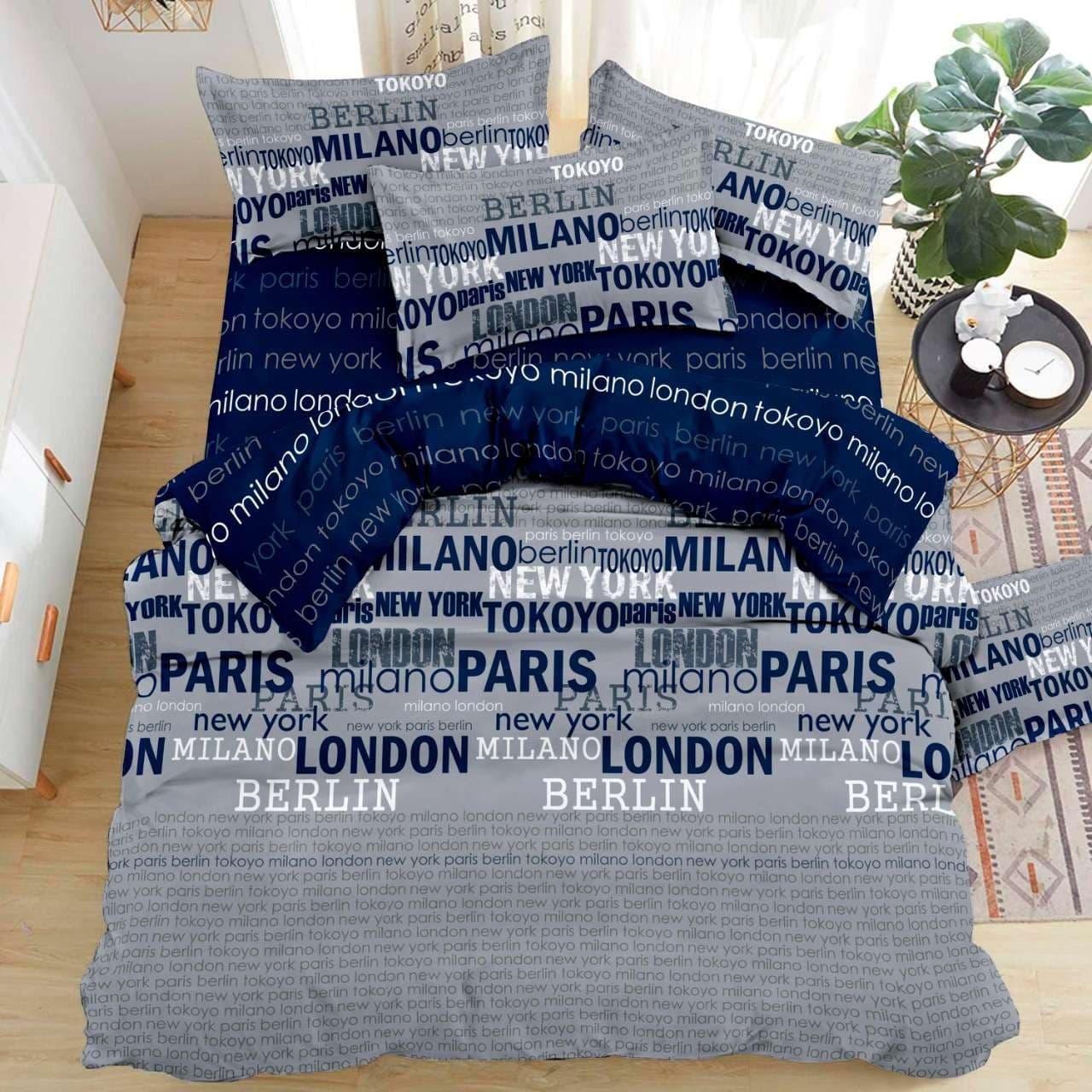 

Постель двуспальная Газета Gold Lux, на резинке. Двуспальный комплект постельного белья. Цвет синий