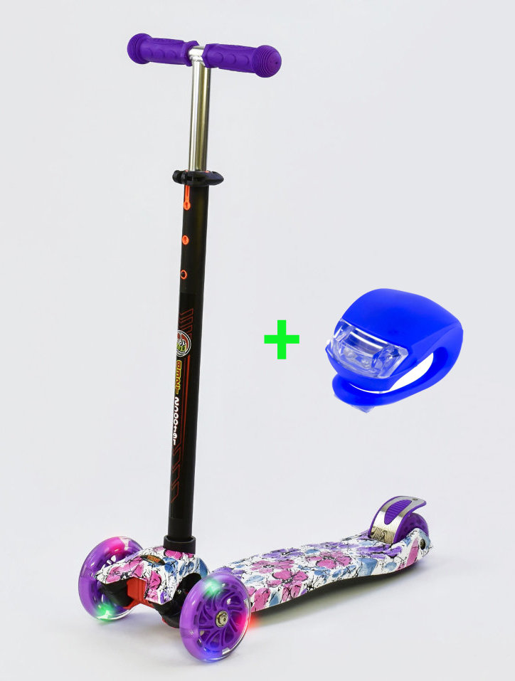 

Самокат Best Scooter Maxi S779 Фиолетовый цветочек + Фонарик в подарок