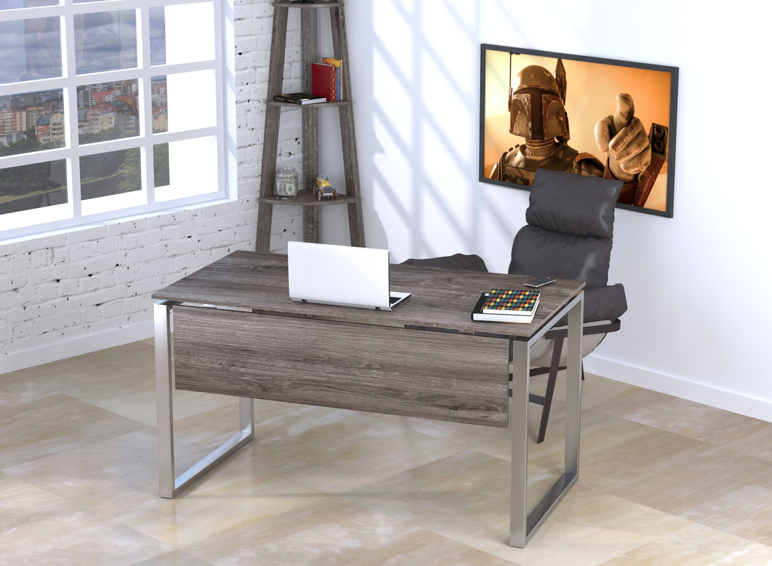 

Письменный стол Loft design Q-135 с царгой Дуб Палена