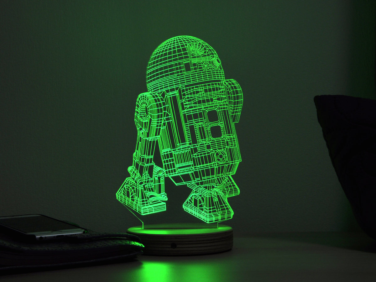 

3D светильник ночник "R2D2" RGB с пультом управления WOODPRESENT dark wood