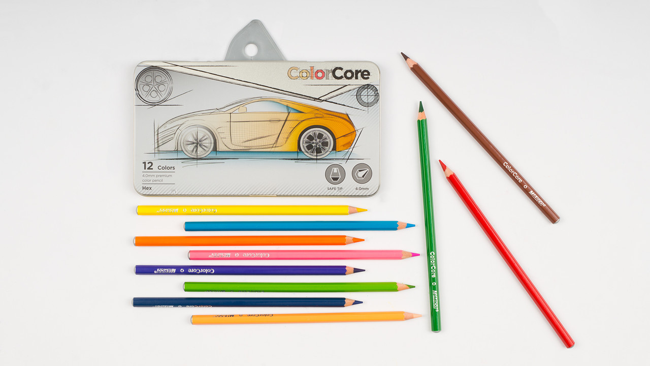 

Цветные карандаши MARCO COLOR CORE. В металлическом пенале 12 цветов