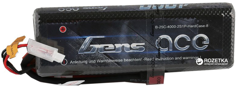 

Аккумулятор Gens Ace 4000 mAh 7.4V 25C 2S1P HardCase Lipo Battery 8# (B-25C-4000-2S1P-HardCase-8)