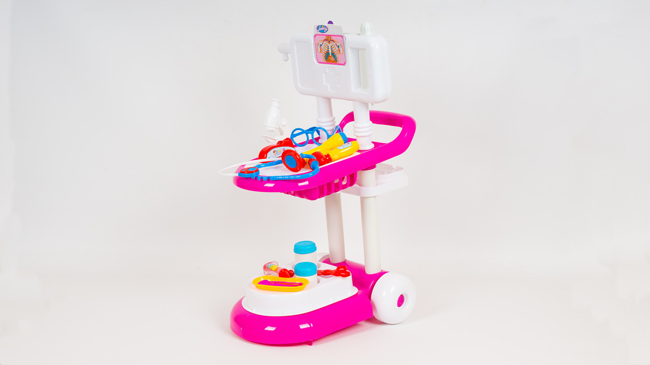 

Игровой набор доктора LIMO TOY 13244. В наборе - тележка микроскоп стетоскоп инструменты
