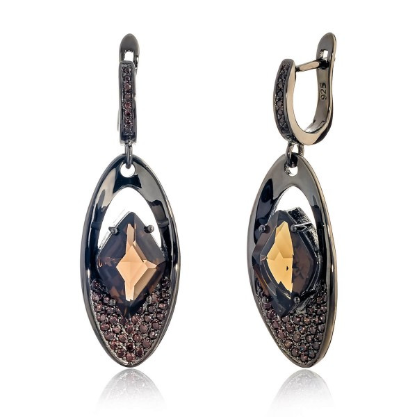 

Серебряные серьги Silver925 с дымчатым кварцем 11,18 гр