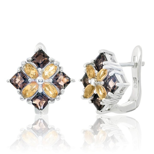 

Серебряные серьги Silver925 с дымчатым кварцем и цитрином 5,18 гр