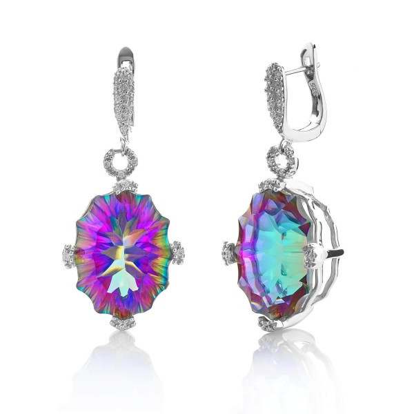

Серебряные серьги Silver925 с мистик кварцем - радужным