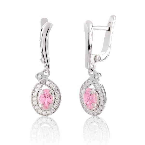 

Серебряные серьги Silver925 с цирконием розовым 3.51 гр