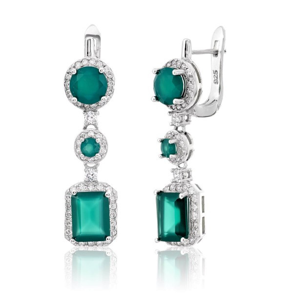 

Серебряные серьги Silver925 с зеленым агатом 6,66 гр