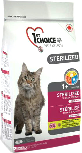 

Сухой корм для взрослых котов 1st Choice Sterilized Chicken для стерилизованных кошек со вкусом курицы 10 кг (65672266109)