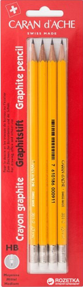 

Набор карандашей Caran d'Ache Graphite HB + резинка 4 шт (7610186463723)