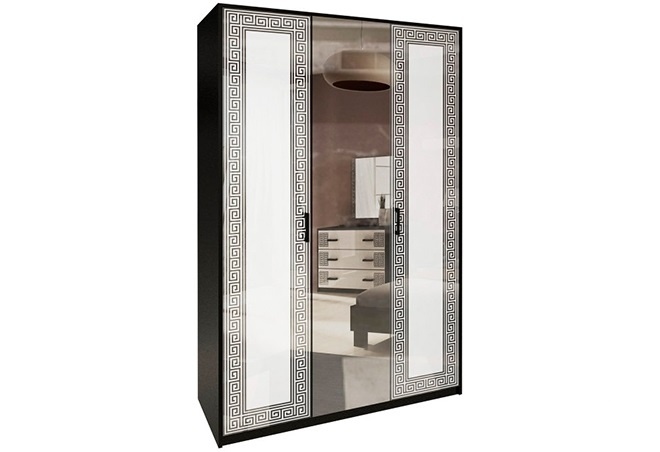 

Шкаф MiroMark Виола 3Д 138х212,5х55 черный/белый глянец