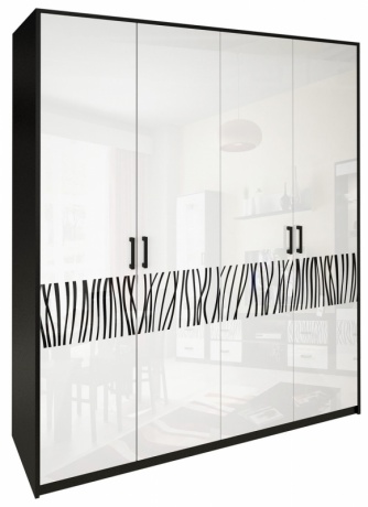 

Шкаф MiroMark Терра 4Д 183х212,5х55 черный/белый глянец
