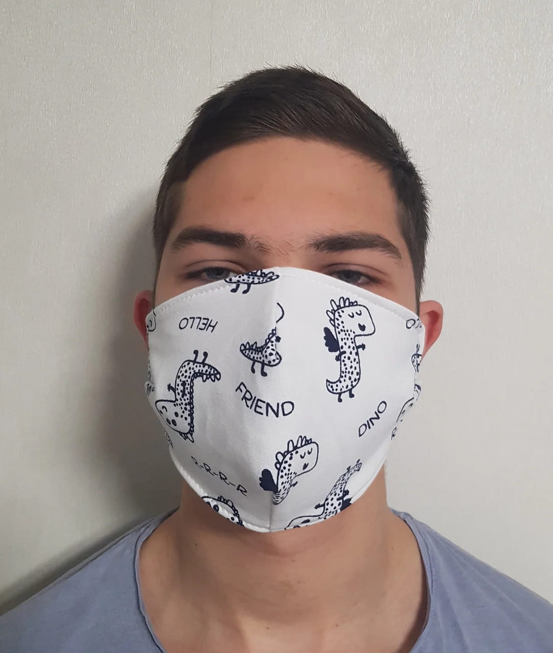 Защитная маска многоразовая Defence из хлопка белая с принтом (59003 ...