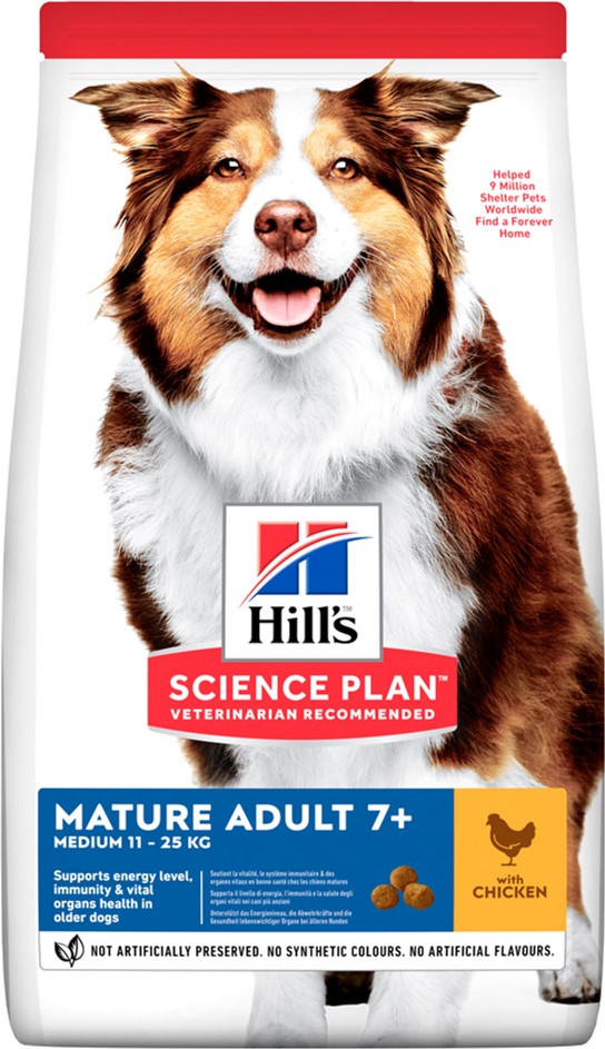 

Сухой корм для собак средних пород старше 7 лет Hill's Science Plan Mature Adult Medium с курицей - 14 кг