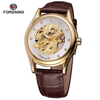 

Мужские часы Forsining Dragon Gold Leather Brown