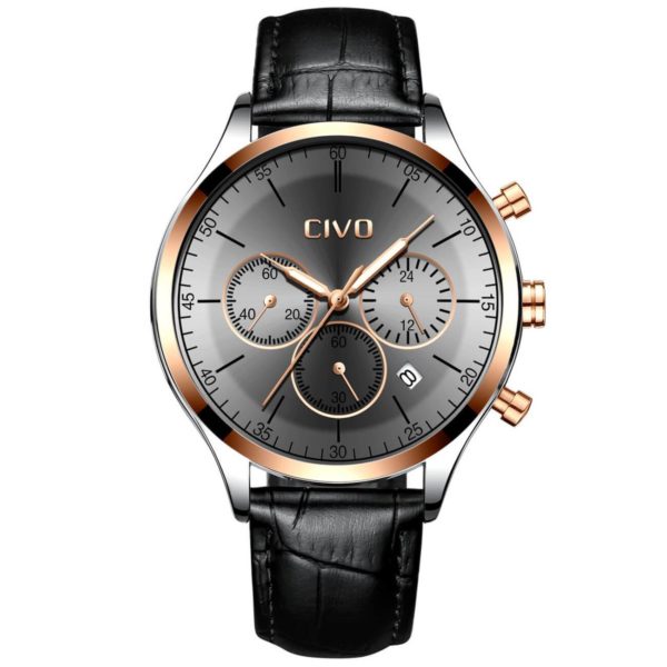 

Часы мужские CIVO 8016C | Genuine Leather Watch Band Gray