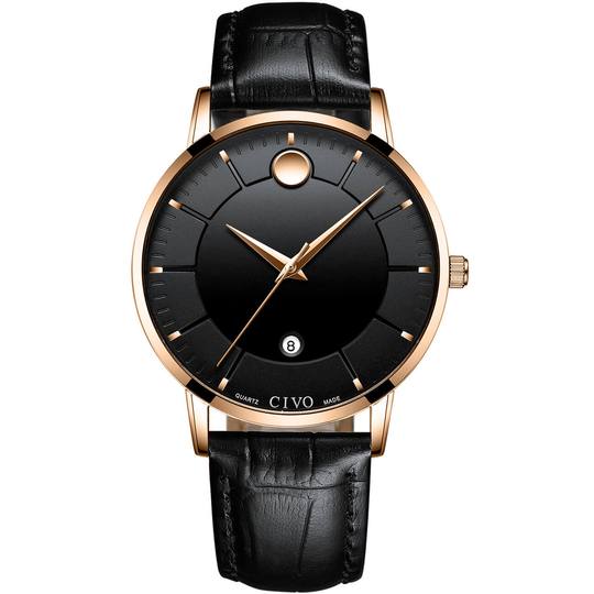 

Часы мужские CIVO 8077C | Genuine Leather Watch Band Black