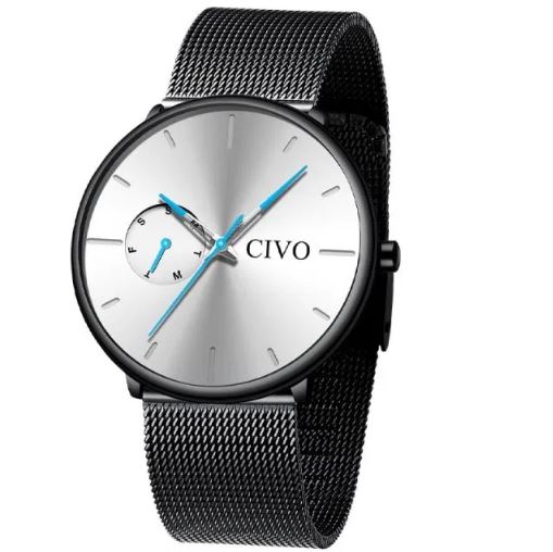 

Часы мужские CIVO 8052C | Genuine Leather Watch Band White