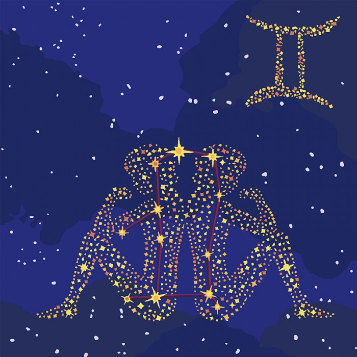 

Набір для розпису по номерах. Фарба "металік" Зоряний знак "Близнюки" 50*50см (КН9506)