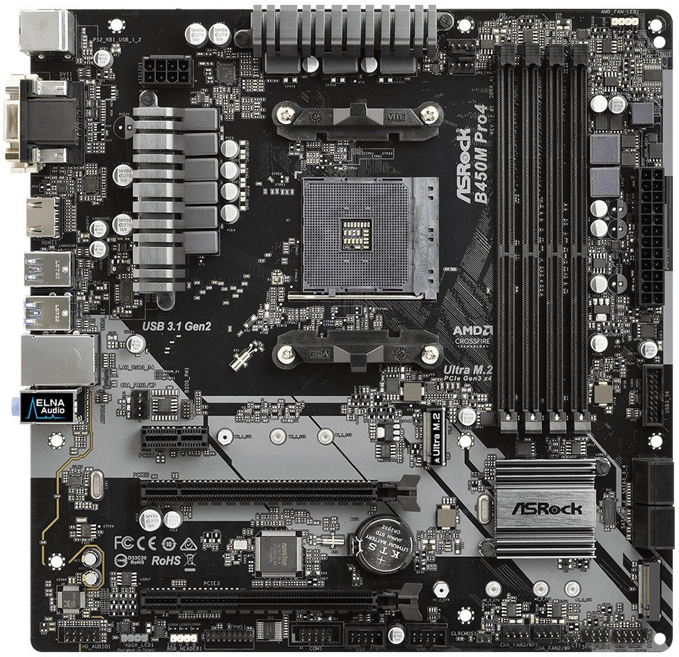 

Материнская плата ASRock B450M Pro4 (sAM4, AMD B450, PCI-Ex16)