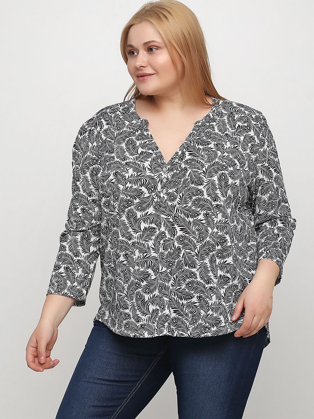 

Блузка H&M 0308061  Черная с белым, Блузка H&M 0308061 XS Черная с белым