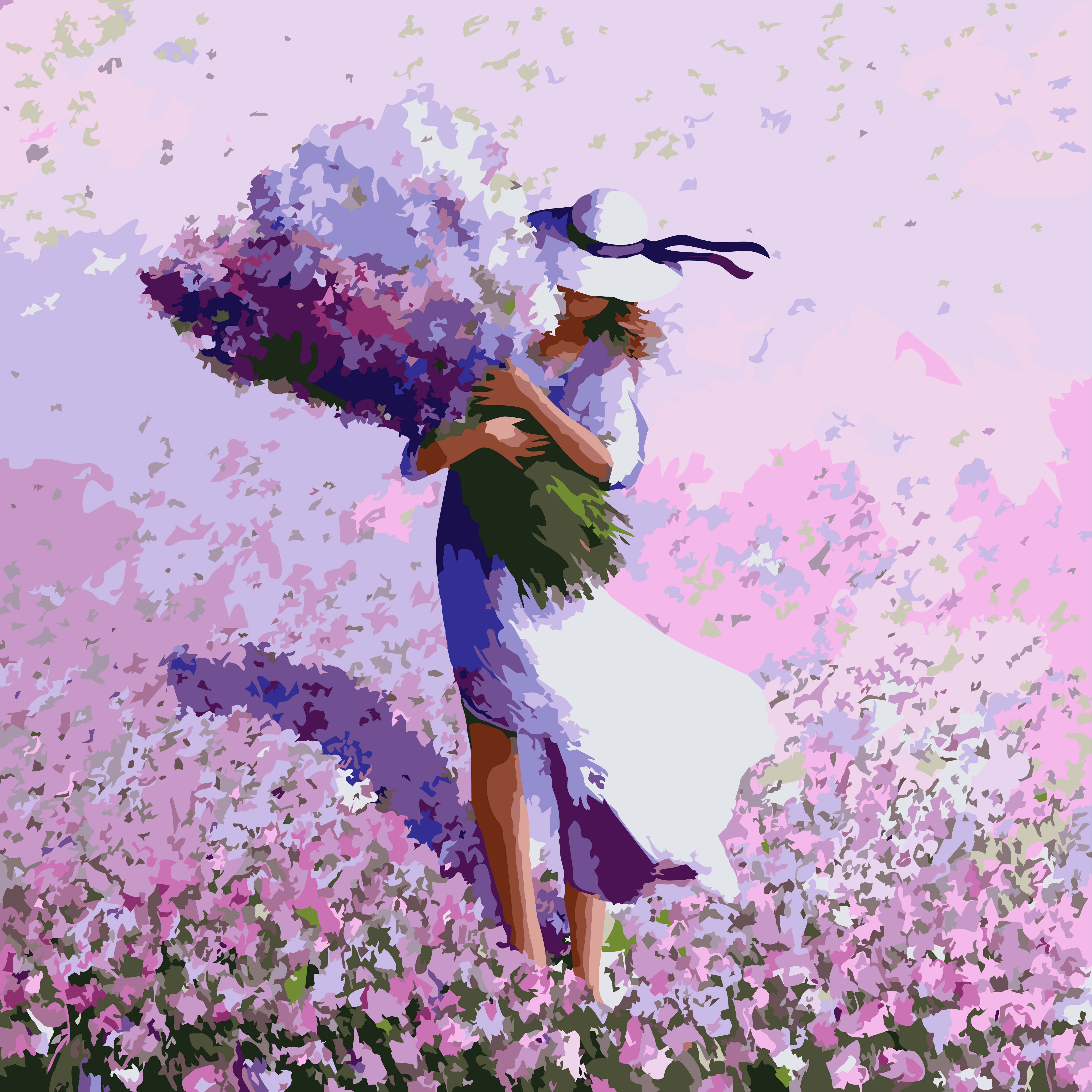 Цветок радости и вдохновения. Счастливая девушка с цветами. Красивые картины с цветами.