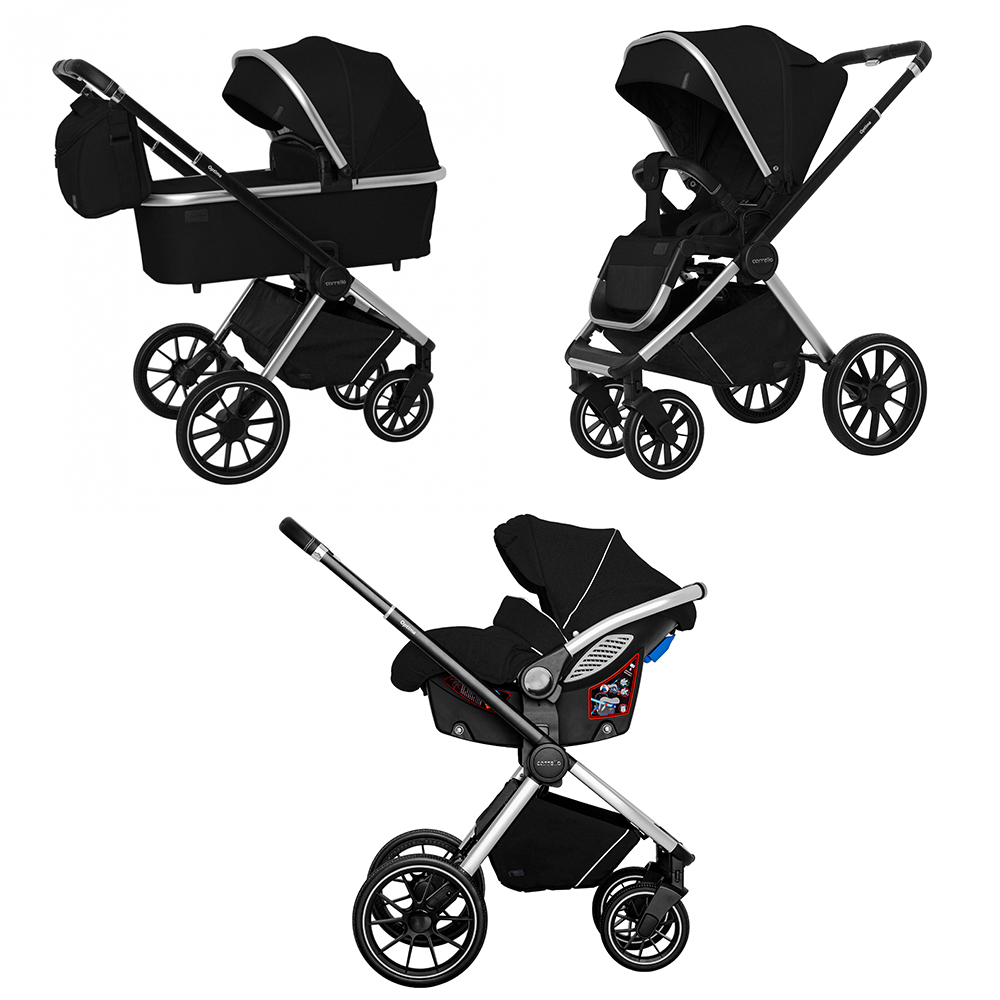 

Коляска универсальная Carrello Optima CRL-6504 Leather Black 3 в 1 с модульной системой, автокреслом и дождевиком + 2 чехла и 2 москитные сетки + сумка-пеленатор