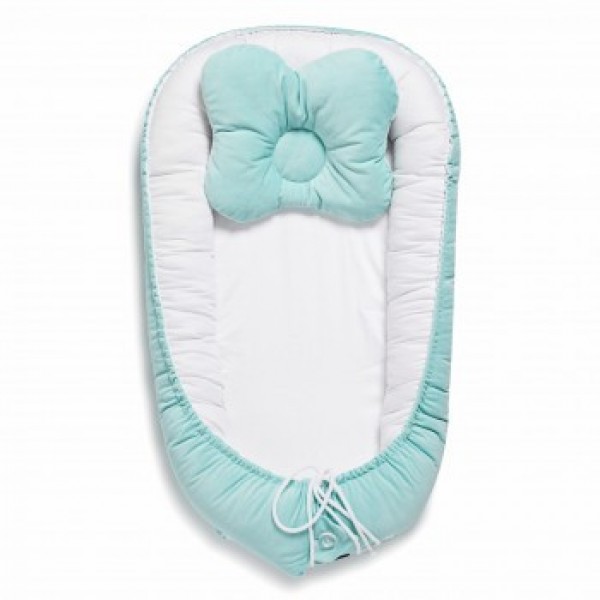 

Кокон для новорожденных Twins Velvet 9064 с подушкой Голубой/Белый