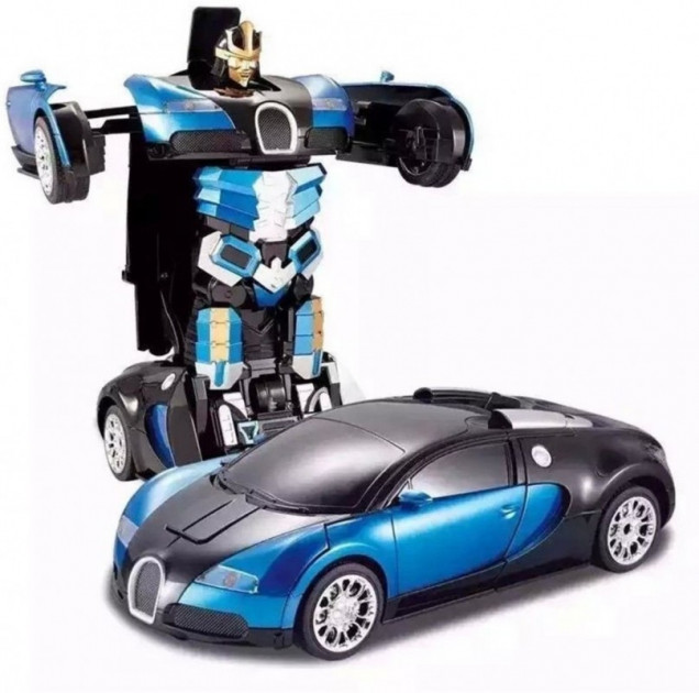 

Машинка Трансформер Bugatti Robot Car Size 1:12 СИНЯЯ С ПУЛЬТОМ