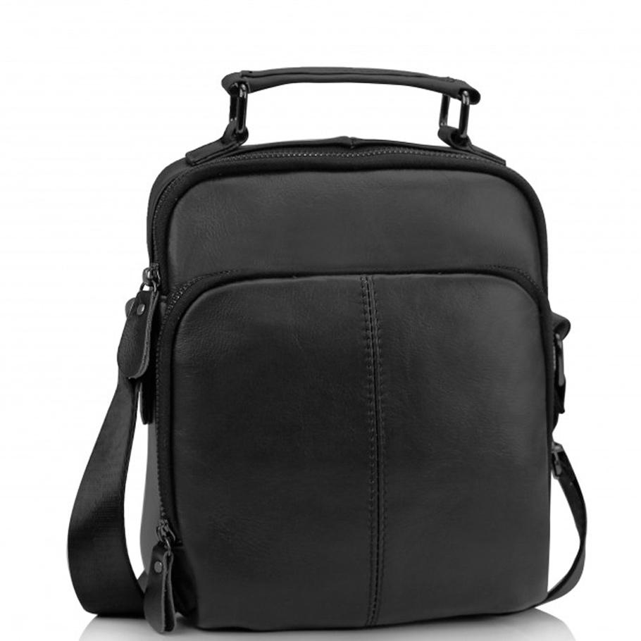 

Мужская кожаная сумка на плечо черная Tiding Bag M35-0118A
