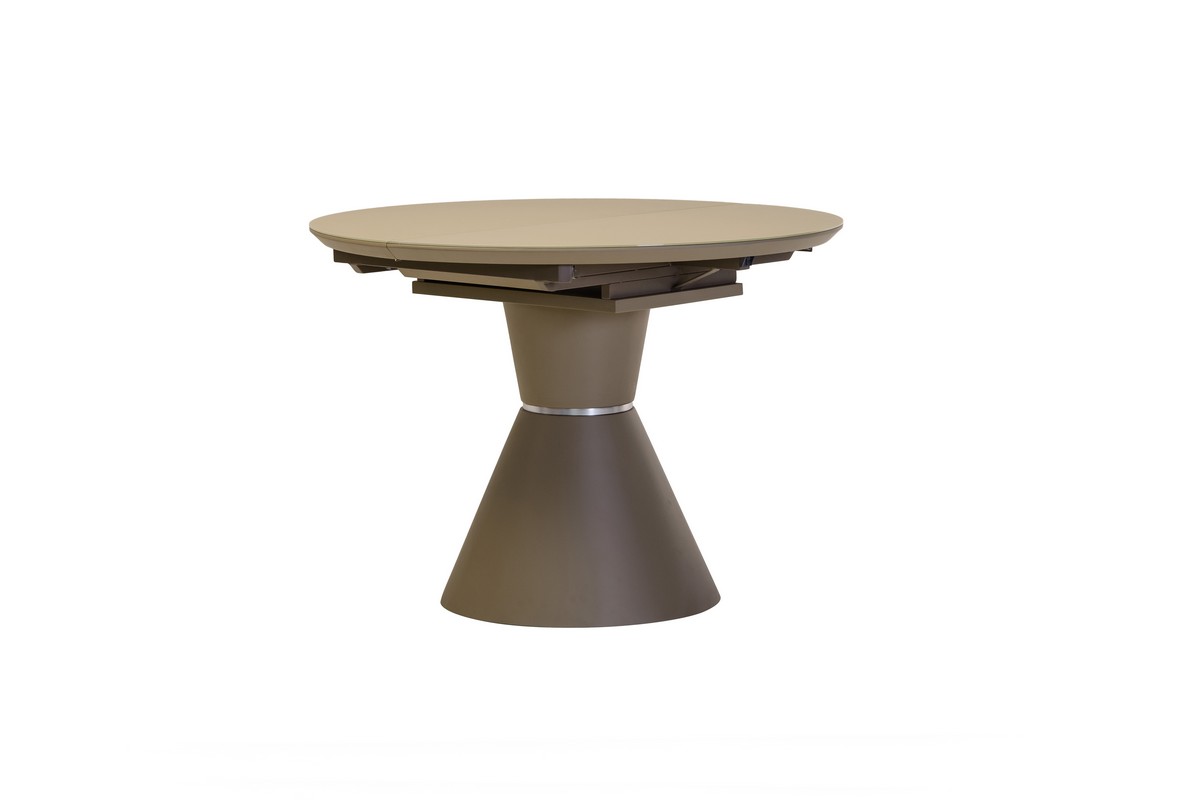 

Стол обеденный раскладной 105х105(+40) МДФ + каленое стекло TML-651 Vetro Mebel Капучино