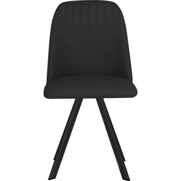 

Стул обеденный кухонный MILANA 4L black каркас - металл цвет Черный, обивка - кожзам Eco-30 цвет Черный Новый Стиль