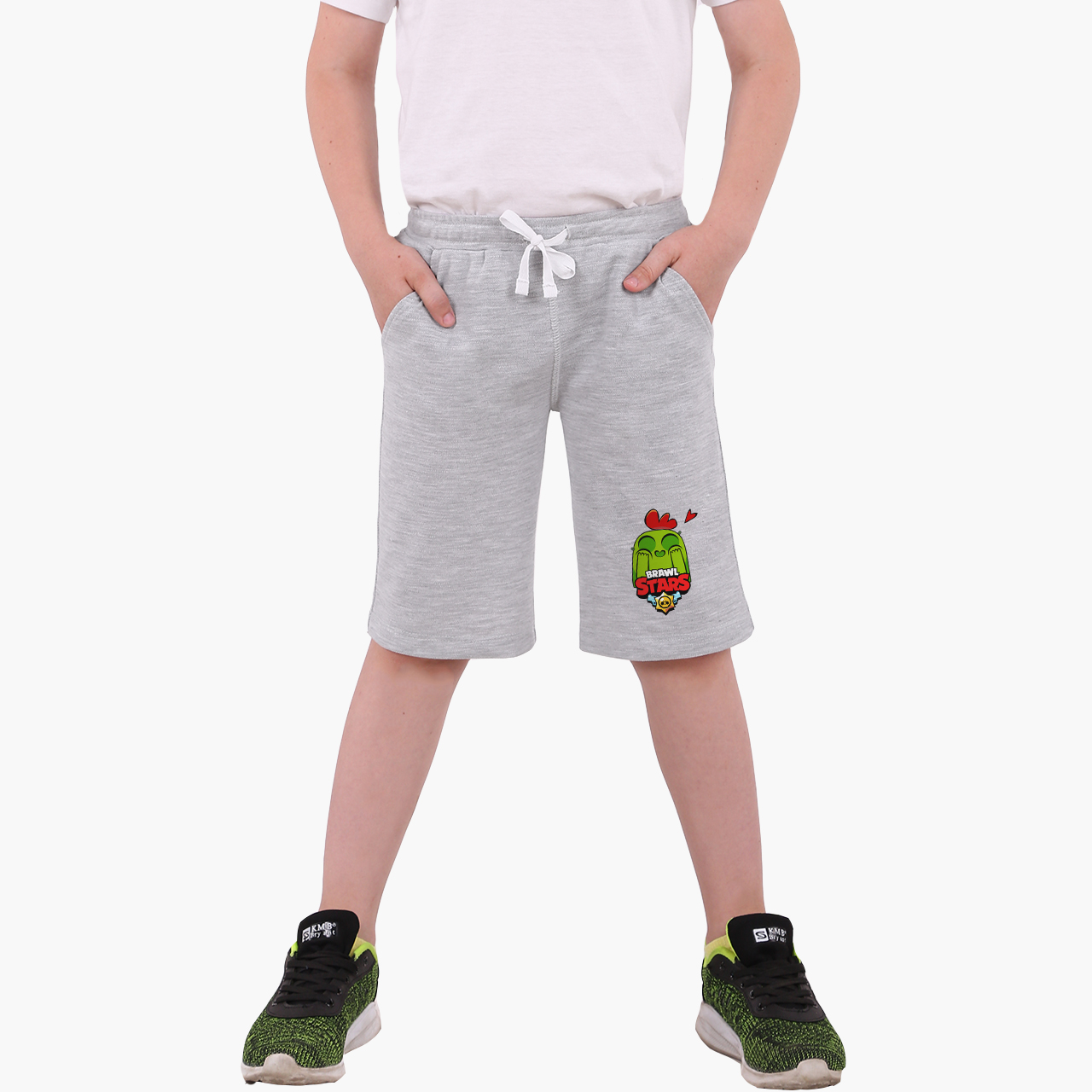 

Шорты детские Бравл Старс Спайк (Brawl Stars Spike) (9753-1010-7-GR) 134 см Хлопок Светло-серый меланж