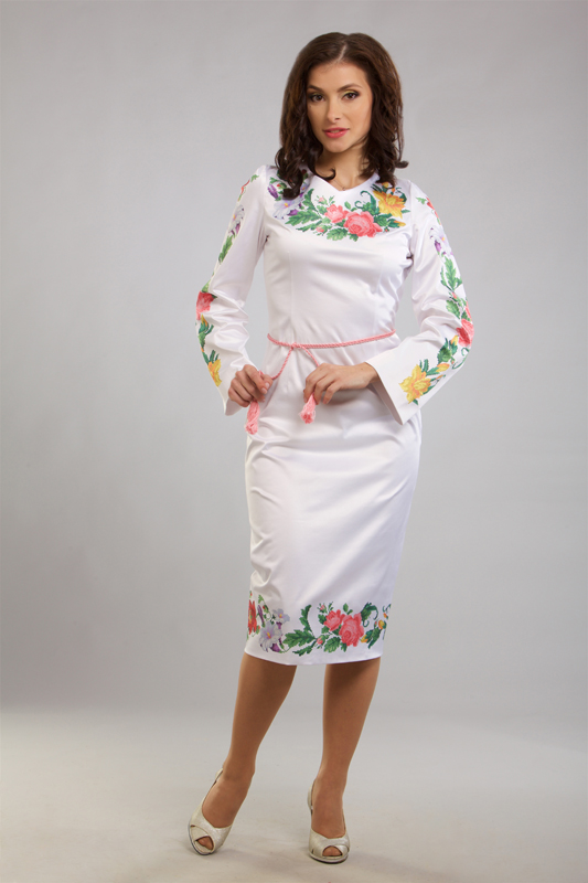 

Заготовка жіночої сукні – вишиванки для вишивки бісером і нитками Барвиста Вишиванка Королівські квіти (ПЛ023дБнннн)