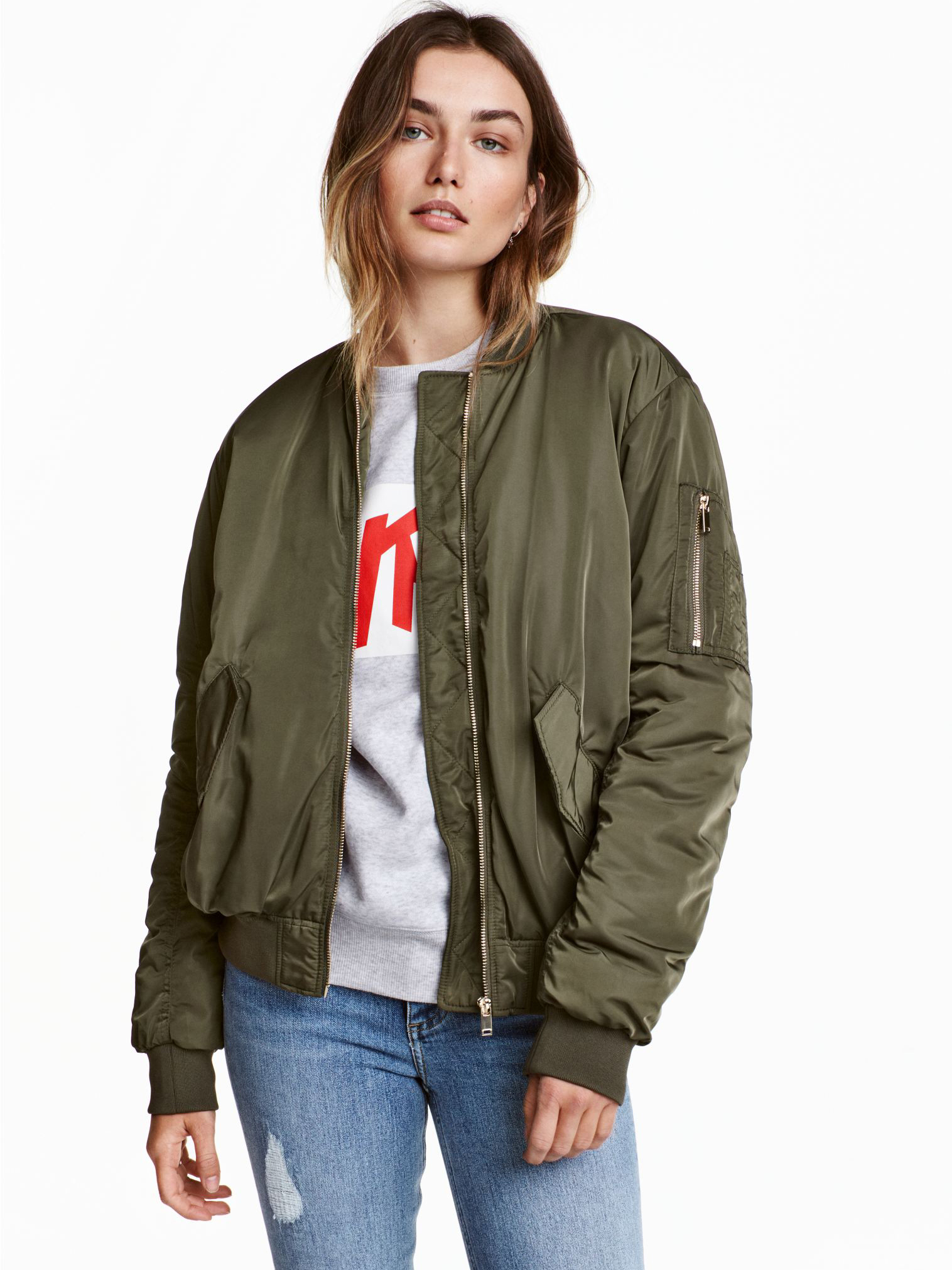 

Бомбер H&M 4279514dm 34 Хаки