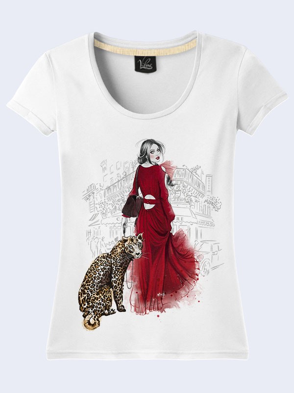 

Женская футболка Girl with leopard (2429) Vilno M (46) Разноцветный 000054973
