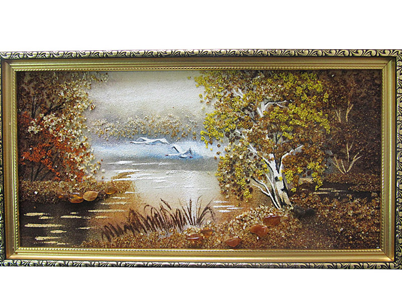 

Картина из янтаря 43*23 см Летят гуси KD009565