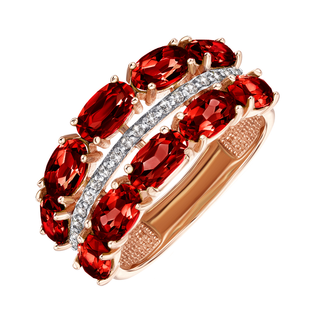 

Кольцо из красного золота с гранатами и фианитами 000134069 16 размера