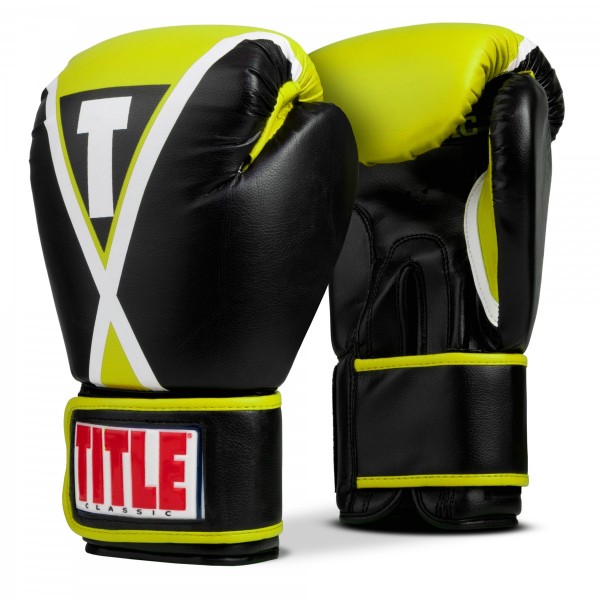 

Боксерские перчатки TITLE Classic X-Press Boxing Gloves (12oz) Черные с салатовым