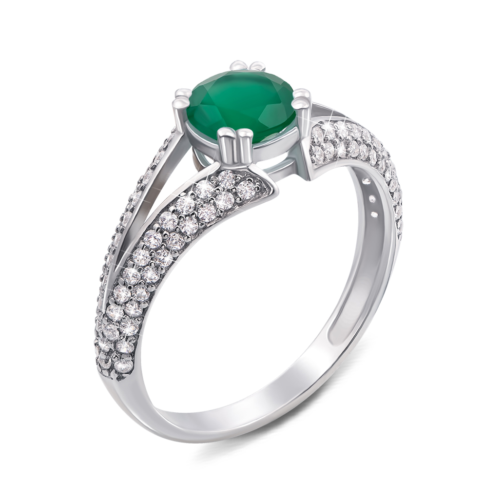 

Серебряное кольцо с агатом и фианитами 000121477 18 размера