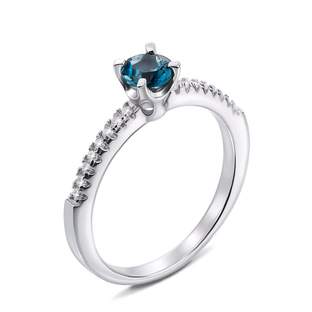 

Серебряное кольцо с лондон топазом и фианитами 000132138 16.5 размера